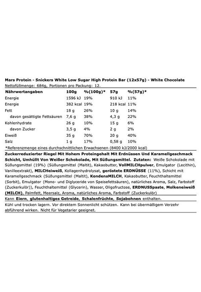 Snickers LOW SUGAR High Protein Bar (12x57g)