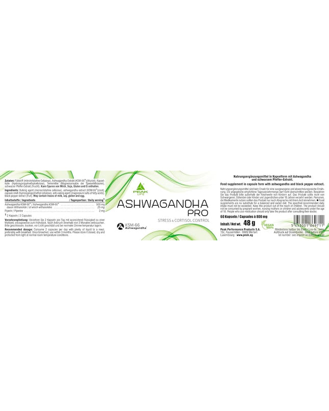 Peak Ashwagandha Pro 60 Kapseln