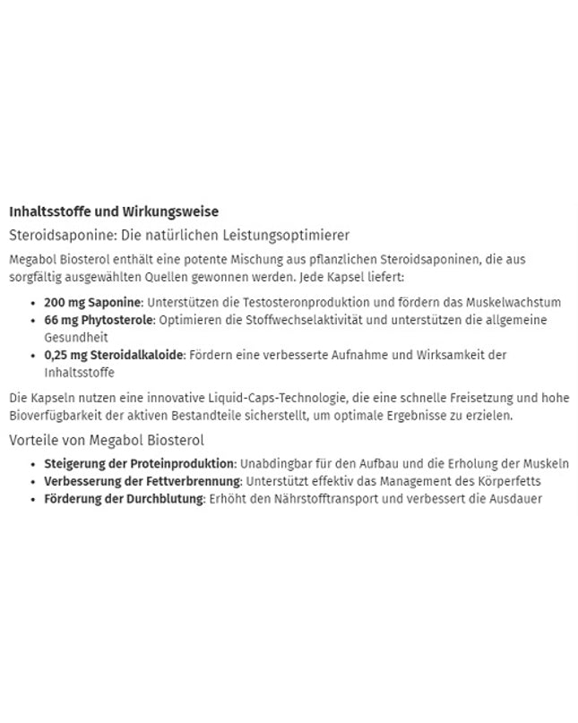 Megabol Biosterol - 30 Kapsel