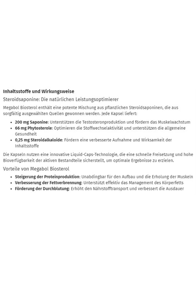 Megabol Biosterol - 30 Kapsel