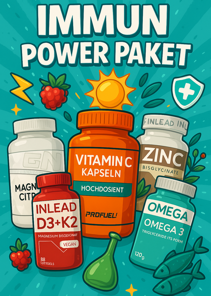 Immun Power Paket 5er Bundle – D3+K2, Omega-3, Zink, Magnesium, Vitamin C