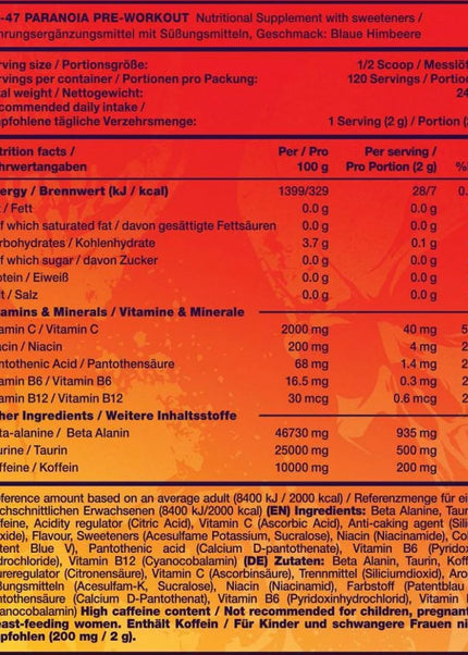 AK47 Labs Pre-Workout Paranoia - 240g