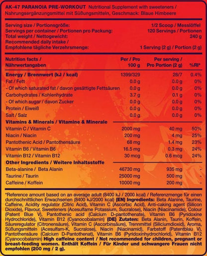 AK47 Labs Pre-Workout Paranoia - 240g