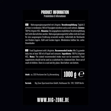 Big Zone Arginine HCl 500g