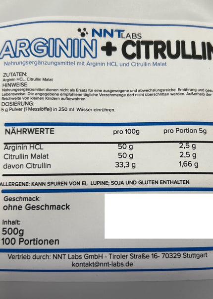 NNT Arginin Citrullin Mix 500g