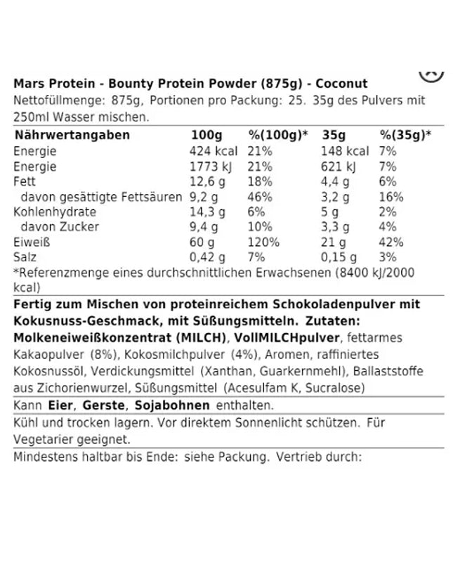 Bounty Protein Powder 875g/455g - Coconut