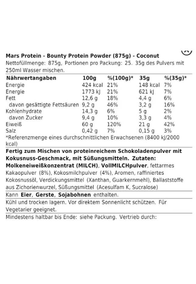 Bounty Protein Powder 875g/455g - Coconut