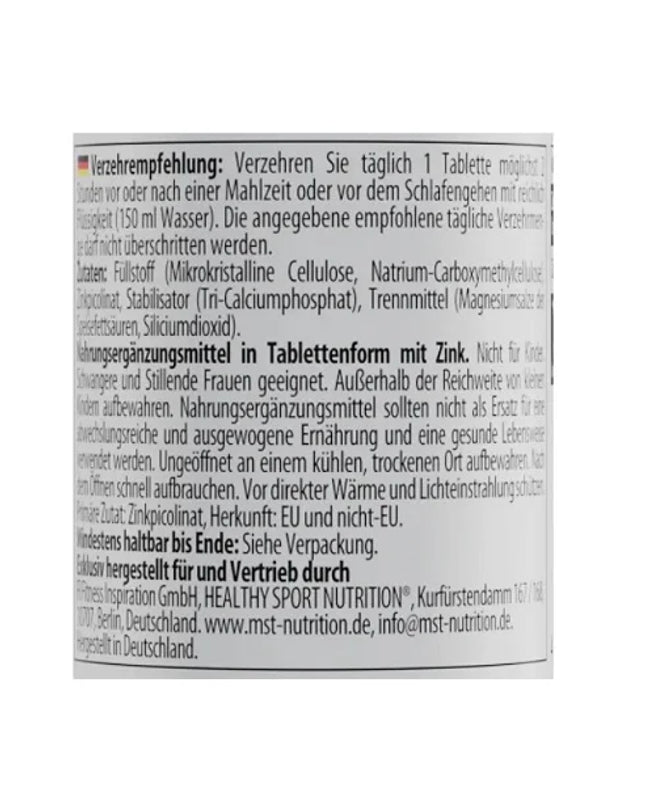 MST - Healthy Zinc Picolinate 60 Tabletten