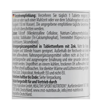 MST - Healthy® Zinc Picolinate 60 Tabletten