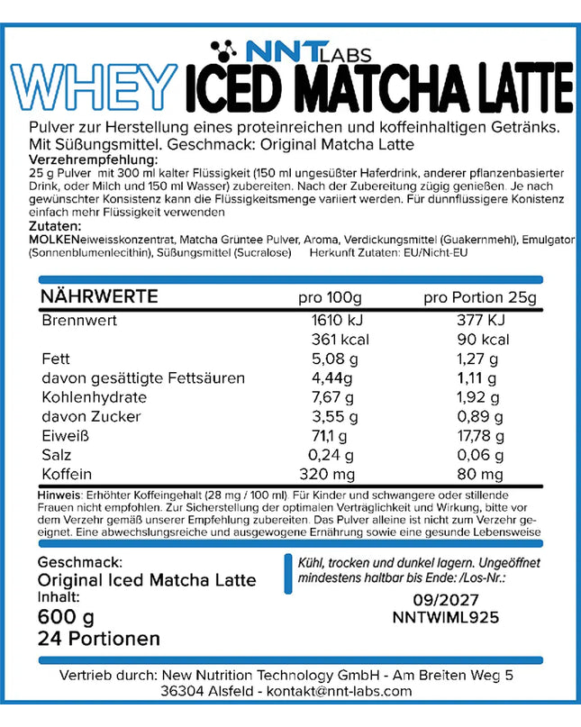 NNT Whey ICED MATCHA LATTE 600g