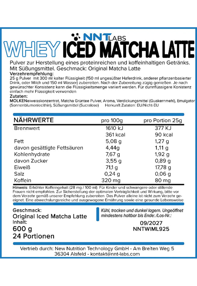 NNT Whey ICED MATCHA LATTE 600g